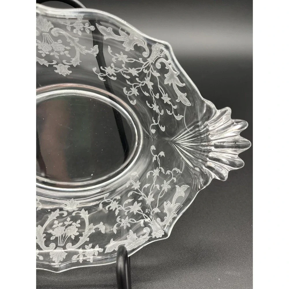 Fostoria Baroque Shape Sauce Bowl Meadow Rose Crystal